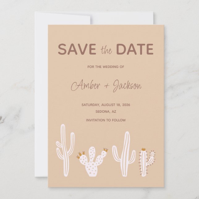 Desert cactus boho western destination save the date (Front)