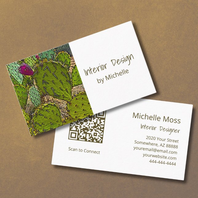 Desert Cactus Botanical Interior Design Business Card (Creator Uploaded)