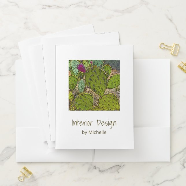 Desert Cactus Botanical Succulent  Pocket Folder (In Situ)