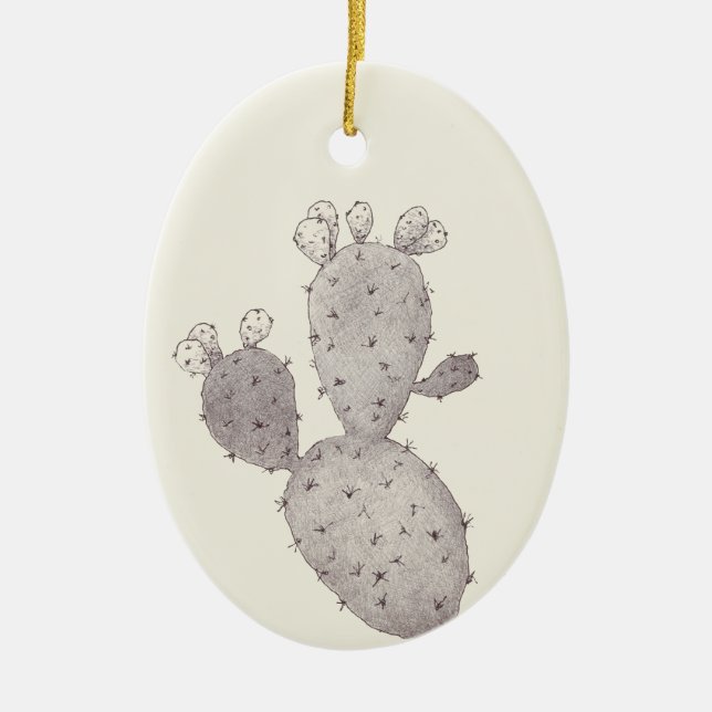 Desert Cactus Ceramic Ornament (Front)