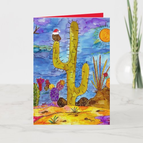 Desert Cactus Christmas Morning Greeting Card