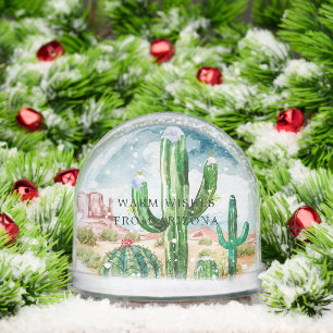 Desert Cactus Christmas Warm Wishes Snow Globe
