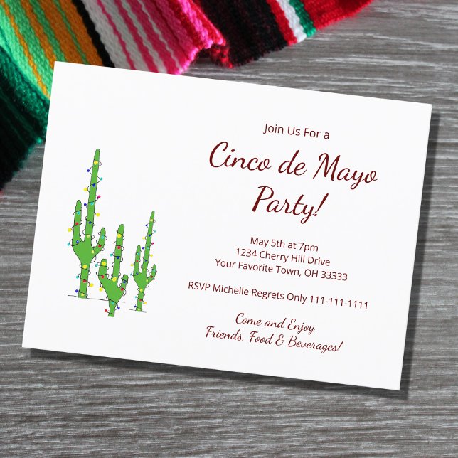 Desert Cactus Cinco de Mayo Fiesta Party    Invitation Postcard (Creator Uploaded)