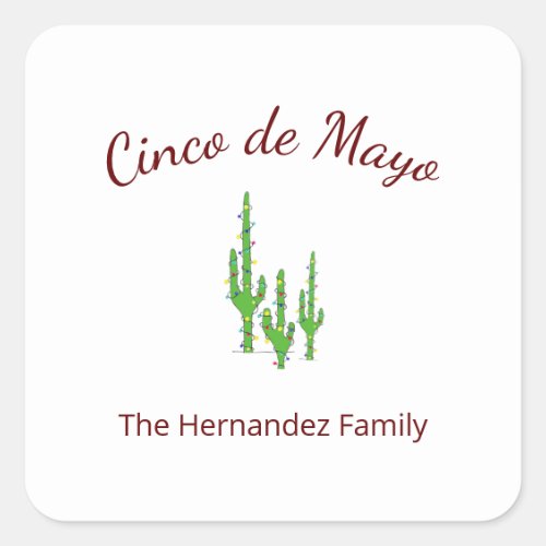 Desert Cactus Cinco de Mayo Fiesta Party   Square Sticker