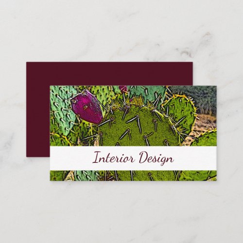 Desert Cactus Colorful Succulent Interior Design Business Card