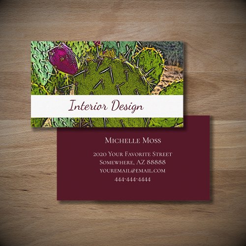 Desert Cactus Colorful Succulent Interior Design Business Card