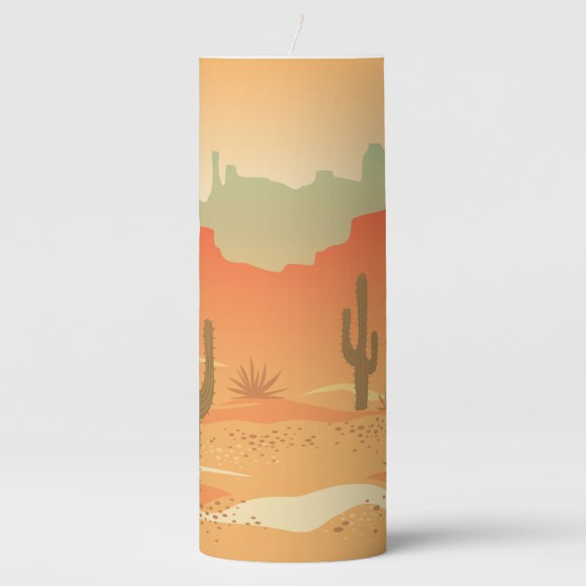 Desert Cactus Design Pillar Candle