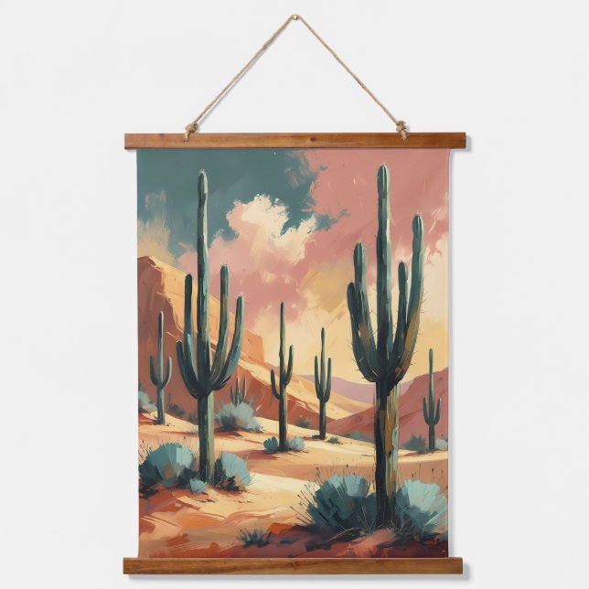 Desert Cactus Dream – Abstract Southwestern  Hanging Tapestry (Front)