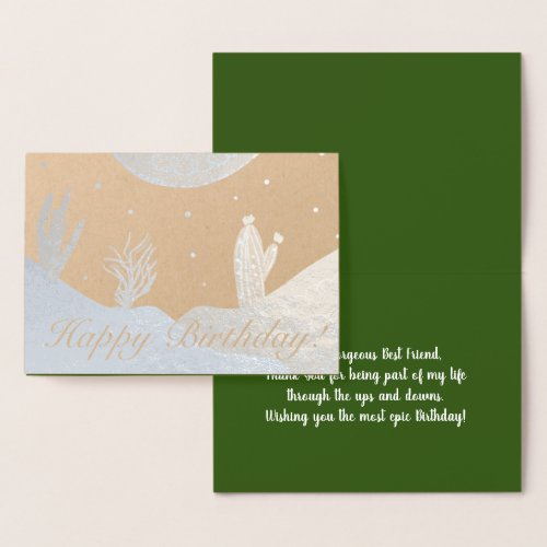 Desert Cactus Dune and Doodles Birthday Foil Card