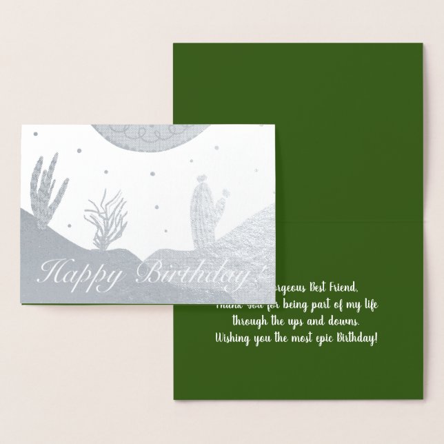 Desert Cactus Dune and Doodles Birthday Foil Card (Display)