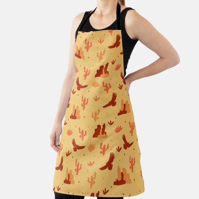 Desert Cactus Eagles Mesas Art Apron (Insitu)