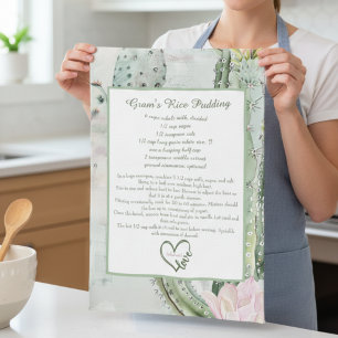Desert Cactus Family Recipe Keepsake Custom  Kitchen Towel