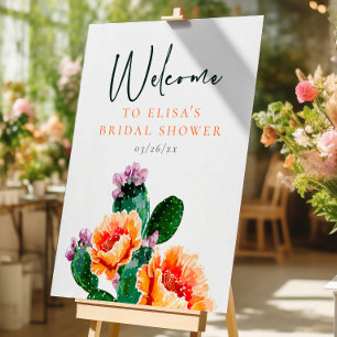 Desert Cactus & Flowers Bridal Shower Welcome Sign