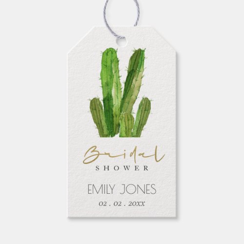 DESERT CACTUS FOLIAGE WATERCOLOR BRIDAL SHOWER GIFT TAGS