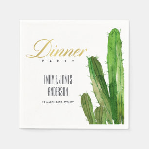 DESERT CACTUS FOLIAGE WATERCOLOR DINNER PARTY NAPKINS
