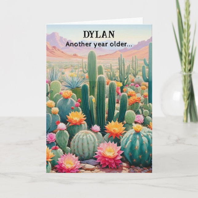 Desert Cactus Funny Personalized Birthday Card (Front)