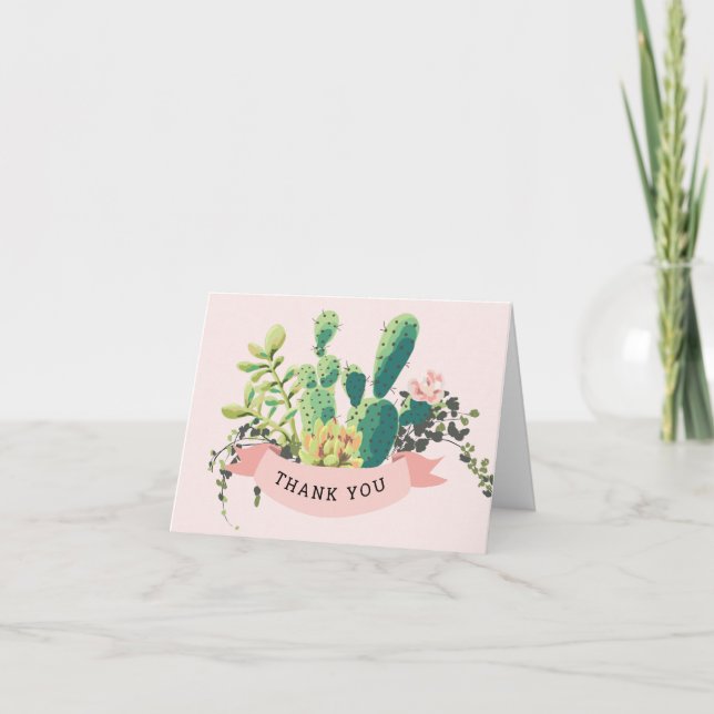 Desert Cactus Garden |  Letterpress Thank You Card (Front)