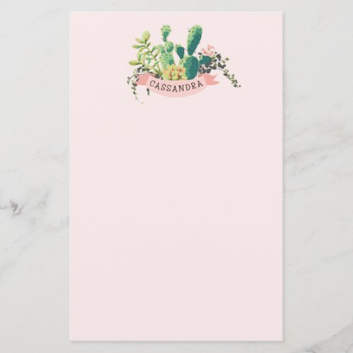 Desert Cactus Garden  Personalized  Stationery