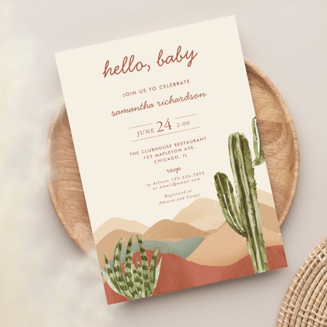 Desert cactus gender neutral baby shower invitation (Creator Uploaded)