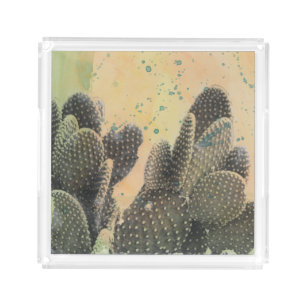 Desert Cactus Green Splatter Acrylic Tray
