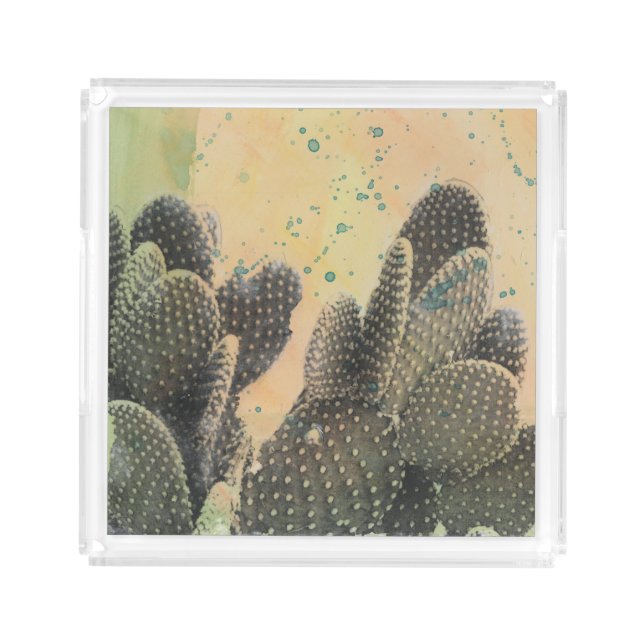 Desert Cactus | Green Splatter Acrylic Tray (Front)