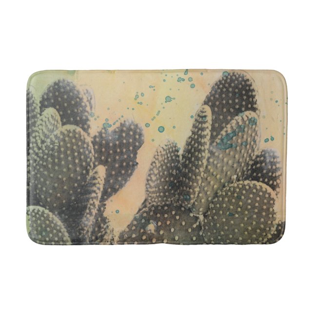 Desert Cactus | Green Splatter Bathroom Mat (Front)