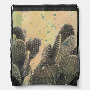 Desert Cactus Green Splatter Drawstring Bag