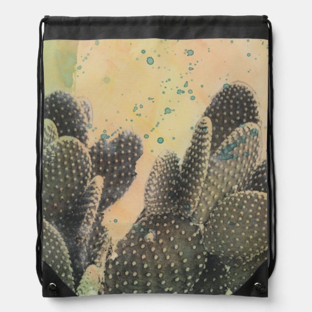 Desert Cactus | Green Splatter Drawstring Bag (Front)