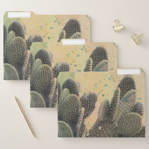 Desert Cactus Green Splatter File Folder