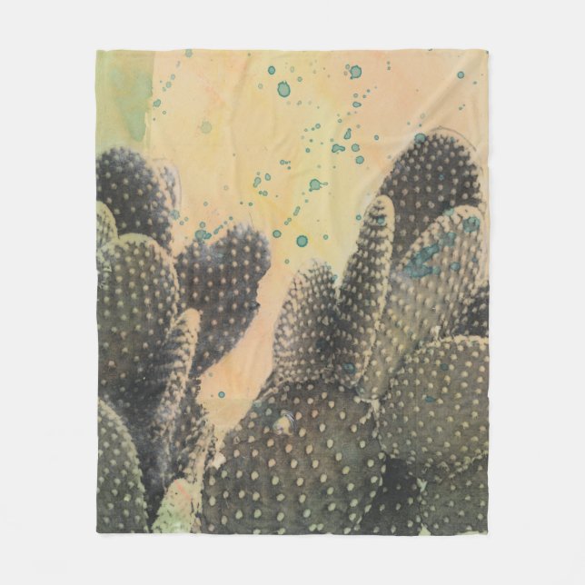 Desert Cactus | Green Splatter Fleece Blanket (Front)