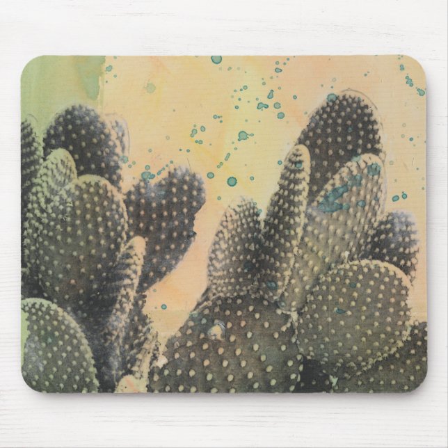 Desert Cactus | Green Splatter Mouse Pad (Front)