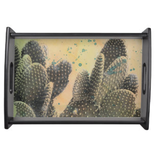 Desert Cactus Green Splatter Serving Tray