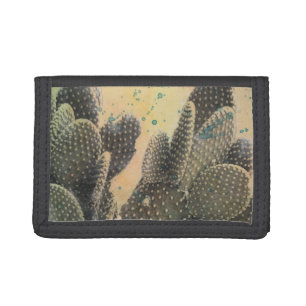 Desert Cactus Green Splatter Trifold Wallet