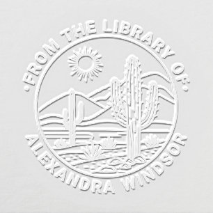 Desert Cactus Landscape #1 Library Book Name Embosser