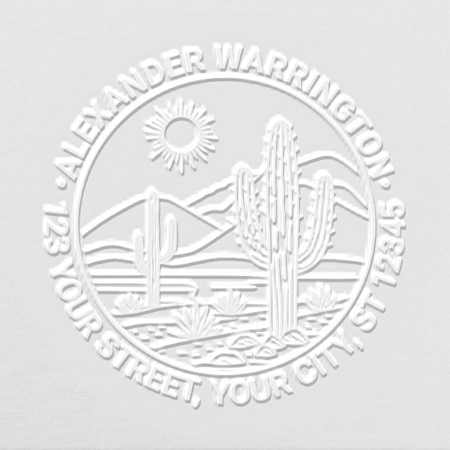Desert Cactus Landscape #1 Name Return Address Embosser (Design)
