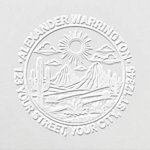 Desert Cactus Landscape #2 Name Return Address Embosser