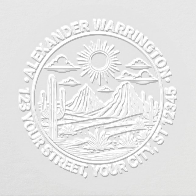 Desert Cactus Landscape #2 Name Return Address Embosser (Design)