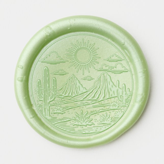 Desert Cactus Landscape #2S Image Only Wax Seal Sticker (Front)