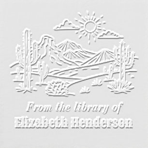 Desert Cactus Landscape #3S SQ Library Book Name Embosser