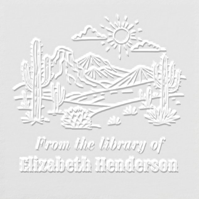 Desert Cactus Landscape #3S SQ Library Book Name Embosser (Design)