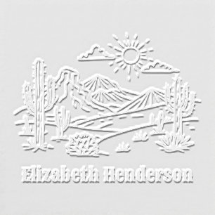 Desert Cactus Landscape #3S with Optional Name Embosser