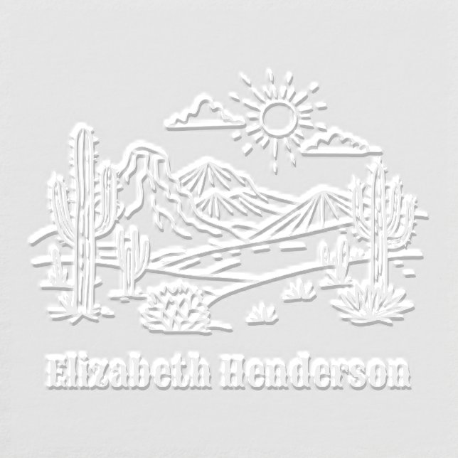 Desert Cactus Landscape #3S with Optional Name Embosser (Design)