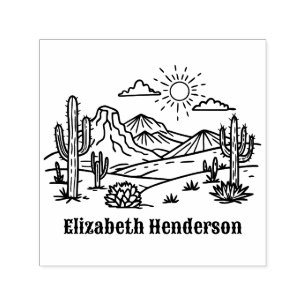Desert Cactus Landscape #3S with Optional Name Self-inking Stamp