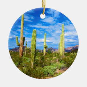 Desert cactus landscape, Arizona Ceramic Ornament