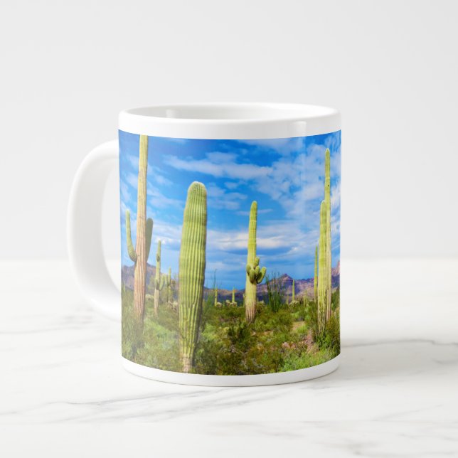 Desert cactus landscape, Arizona Large Coffee Mug (Front Left)