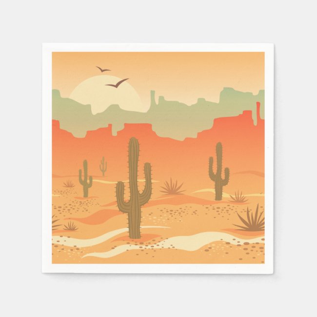 Desert Cactus Landscape Design Paper Napkins