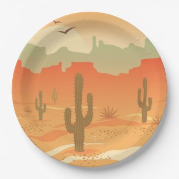 Desert Cactus Landscape Design Paper Plate by SjasisDesignSpace at Zazzle