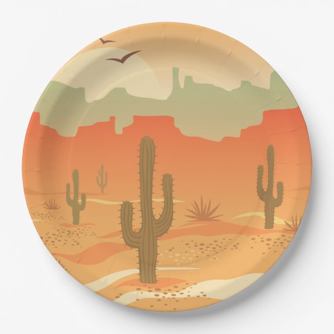Desert Cactus Landscape Design Paper Plate