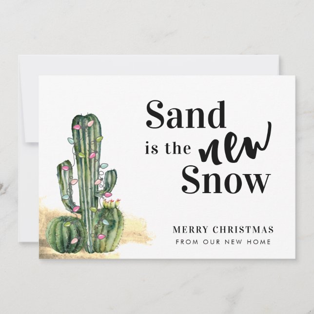 Desert Cactus Merry Christmas New Address Announcement (Front)