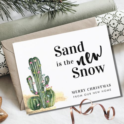 Desert Cactus Merry Christmas New Address  Announcement Postcard